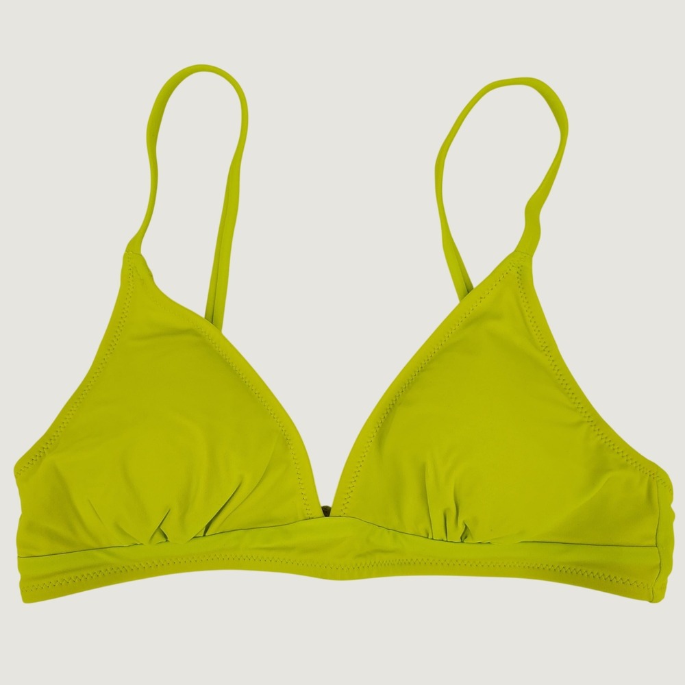 Amazon Essentials Triangle Bikini Top XS Lime Green UPF 50+ Padded Lined Stretch